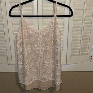 Cabi “It Girl” cream lace overlay tank top